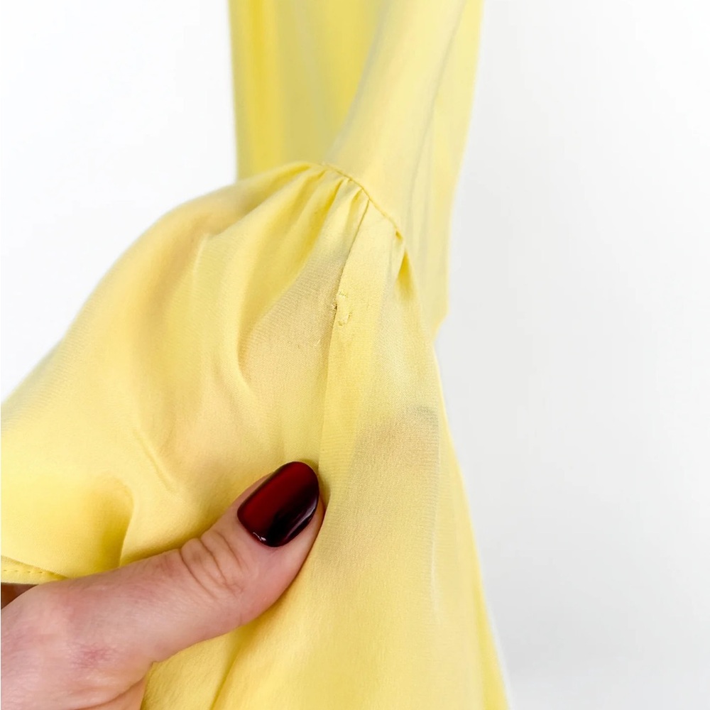 NWT Cinq à Sept Janet Silk Ruffle Peplum Racerback Top in Yellow Rose size XS - Picture 7 of 10